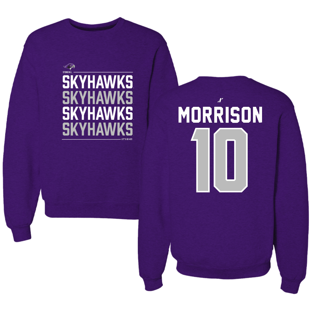 Stonehill College Baseball Purple General Crewneck - #10 Cam Morrison