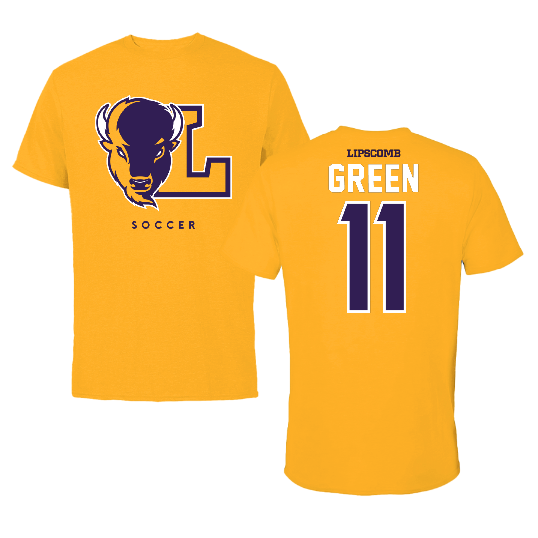 Lipscomb University Soccer Gold Tee - #11 Josiah Green