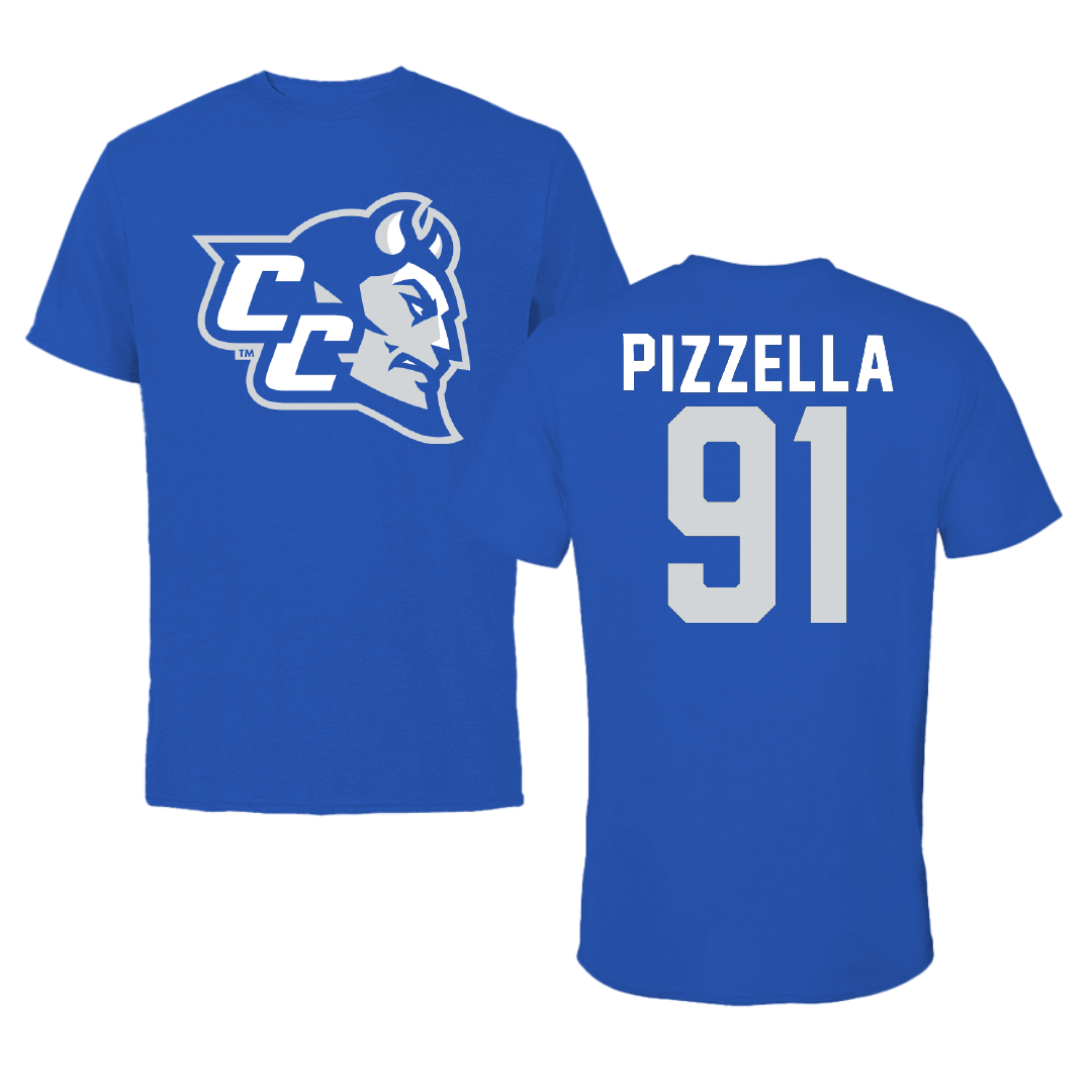 Central Connecticut State University Softball Blue Tee - #91 Lina Pizzella