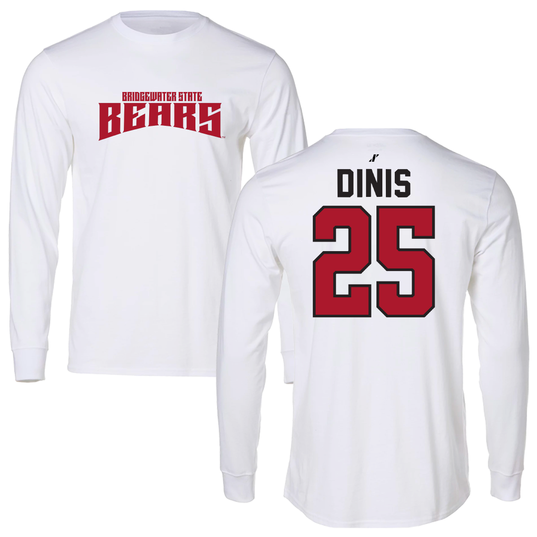 Bridgewater State University Soccer White Classic Performance Long Sleeve - #25 Nathan Dinis
