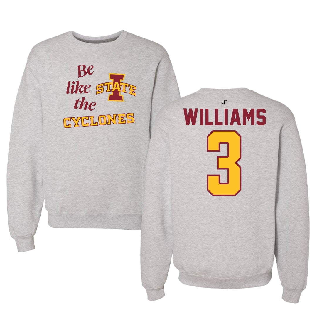 Iowa State University Basketball Light Gray Be Like Us Crewneck - #3 Alisa Williams