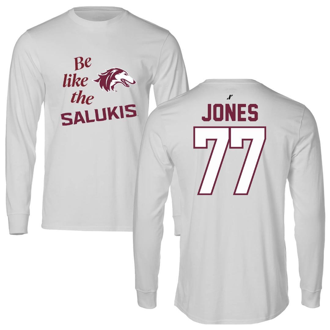 Southern Illinois University at Carbondale Softball Light Gray Be Like Us Performance Long Sleeve - #77 Sidney Jones
