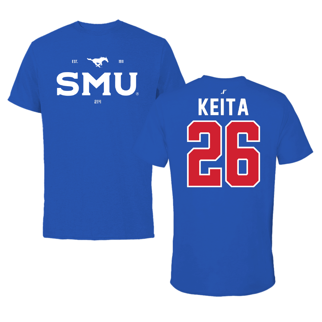 Southern Methodist University Soccer Blue General Performance Tee - #26 Ibrahim Keita