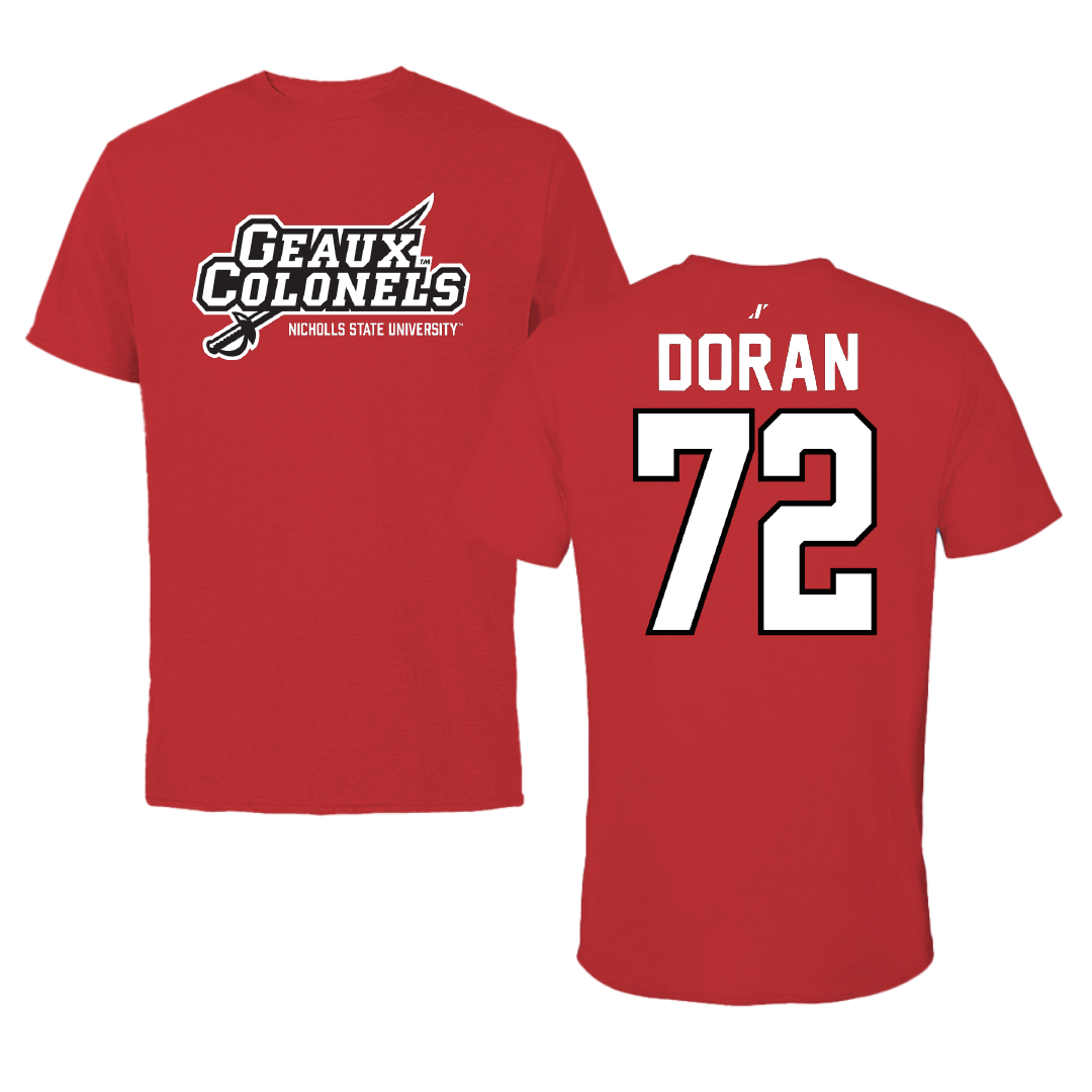 Nicholls State University Football Red General Tee - #72 Seth Doran