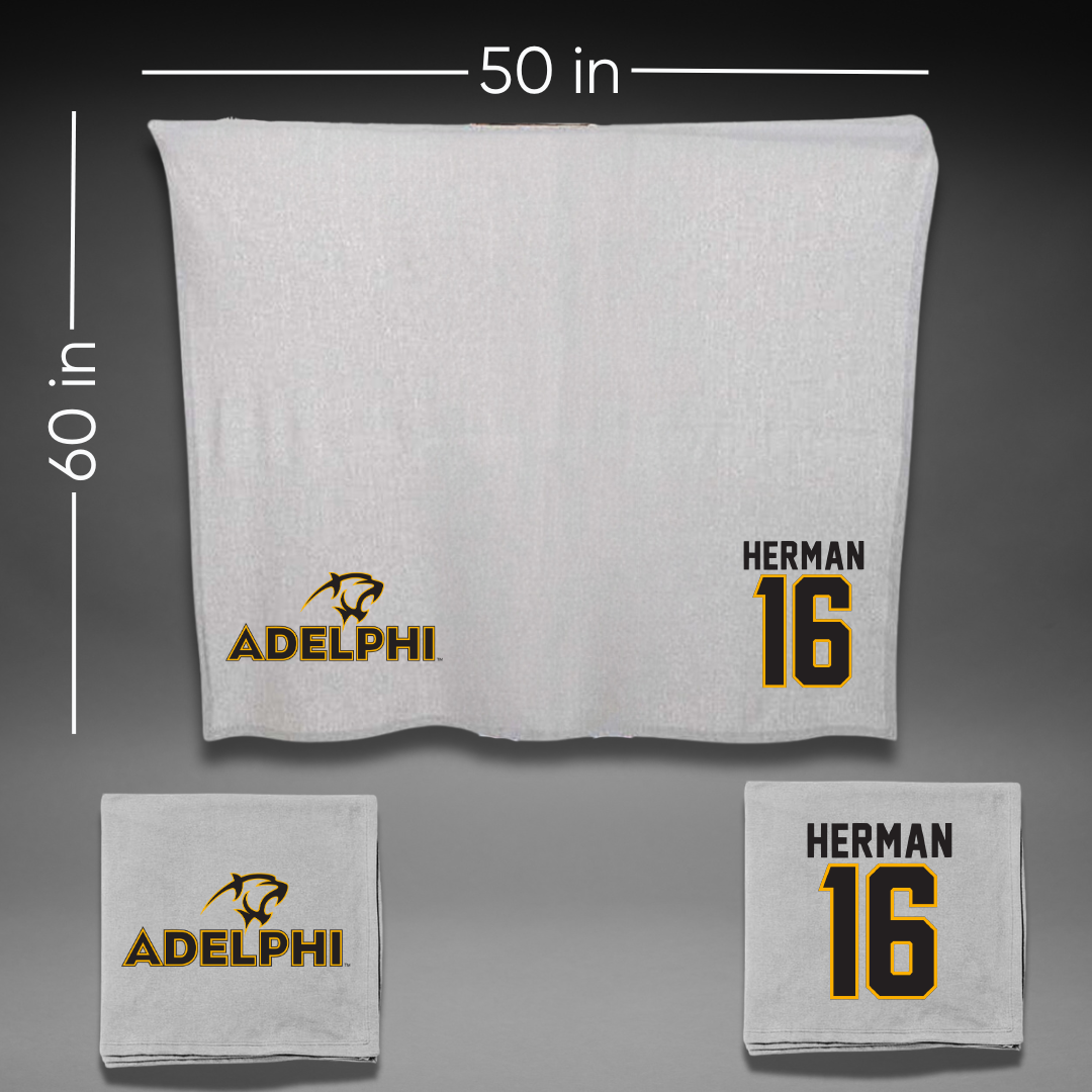 Adelphi University Soccer Gray Blanket - #16 Ryan Herman