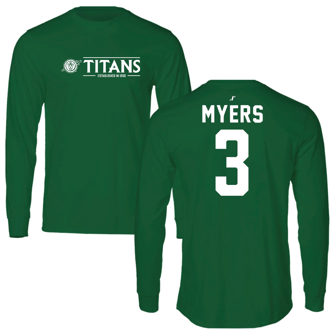 Illinois Wesleyan University Volleyball Green General Long Sleeve - #3 Ryan Myers
