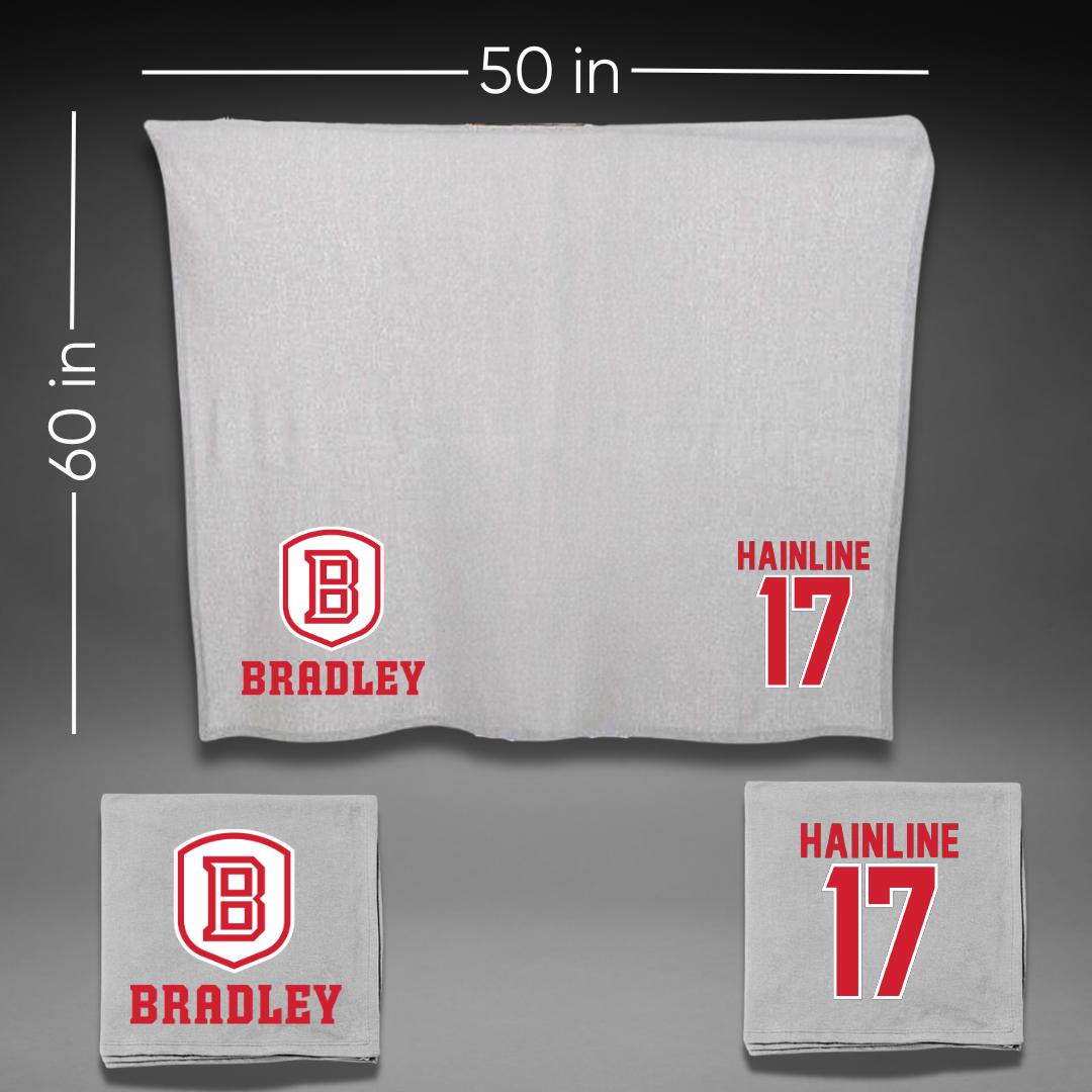 Bradley University Baseball Gray Blanket - #17 Nick Hainline