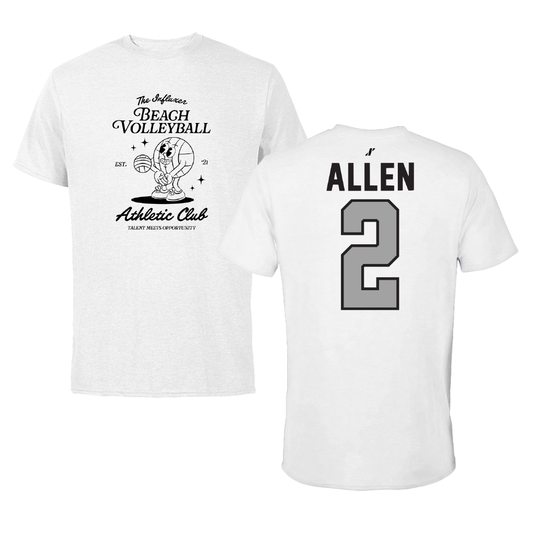 Beach Volleyball White Influxer Athletic Club Tee - #2 Avery Allen