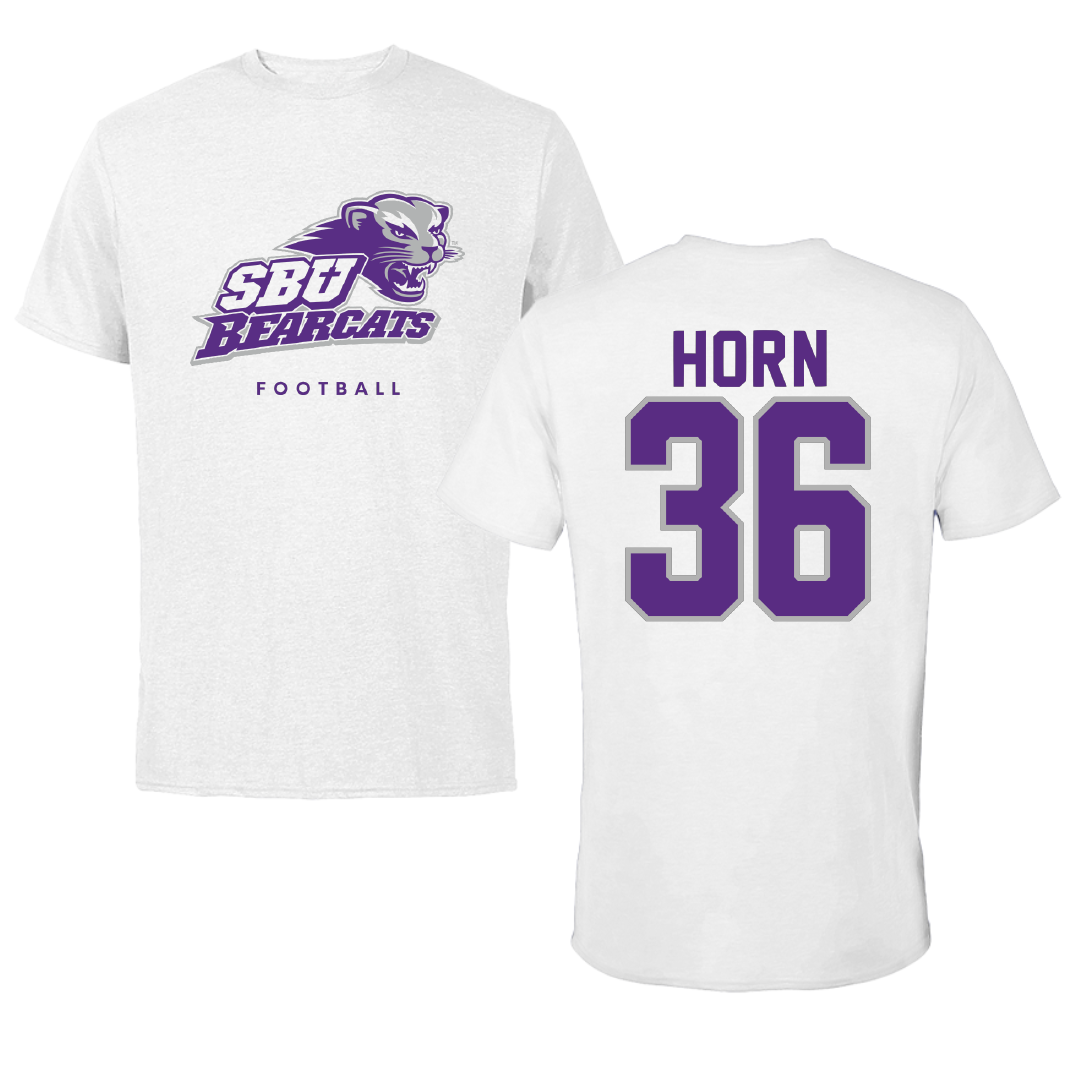 Southwest Baptist University Football White Performance Tee - #36 Jeremiah Horn