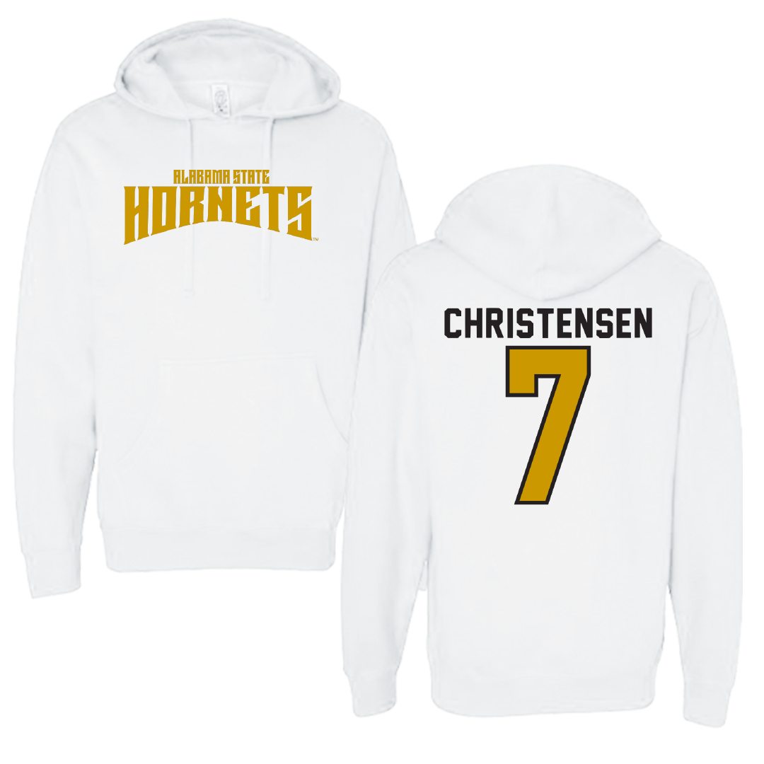 Alabama State University Baseball White Classic Hoodie - #7 Jax Christensen