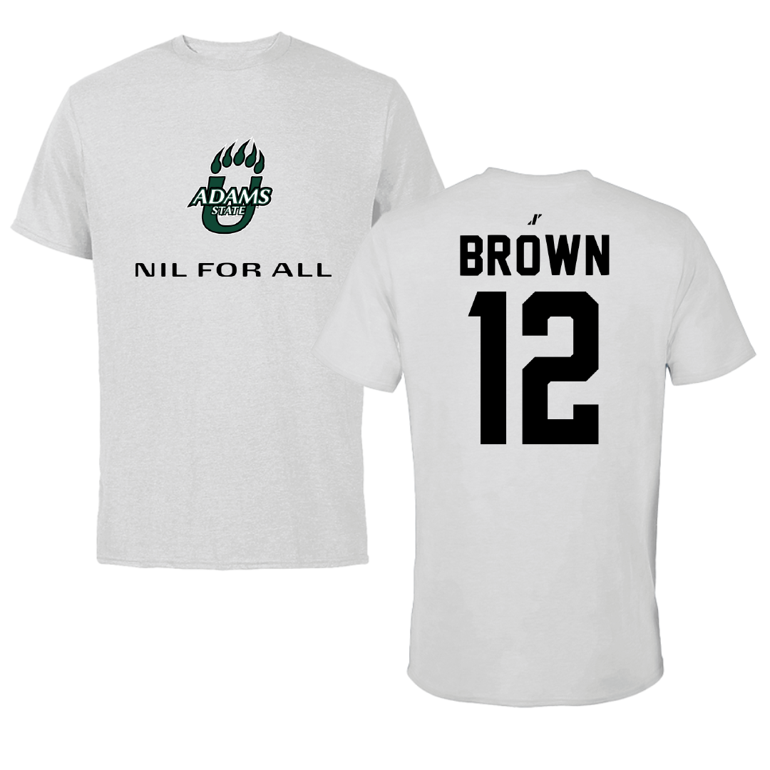 Adams State University Baseball Light Gray NIL for ALL Tee - #12 Payton Brown