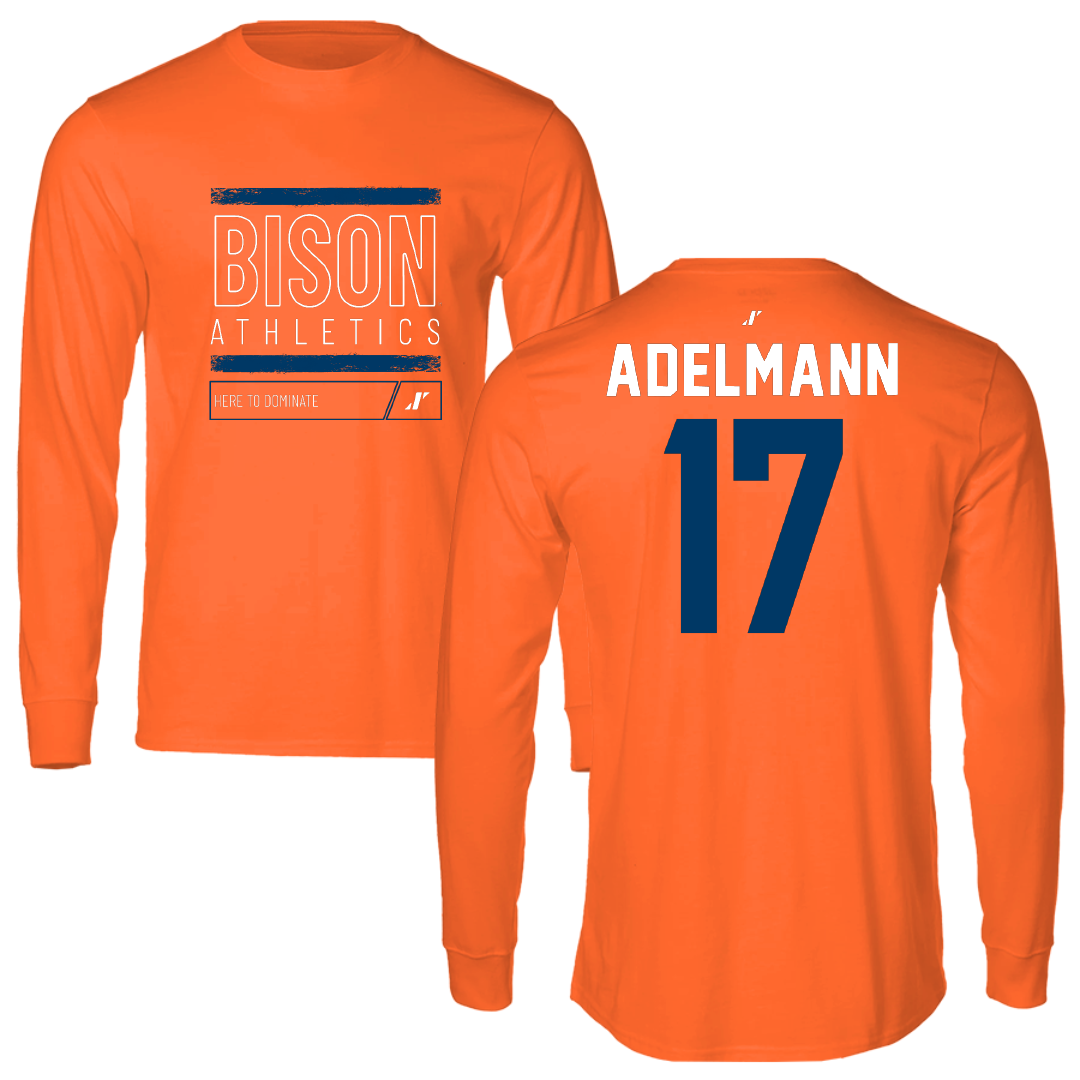 Bucknell University Baseball Orange Dominate Performance Long Sleeve - #17 Jonathan Adelmann