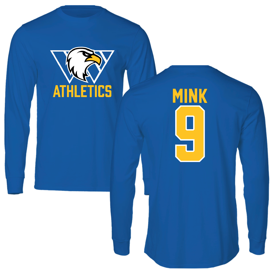 Williams Baptist University Baseball Blue Performance Long Sleeve - #9 Gavin Mink