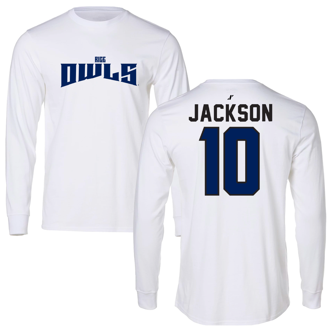 Rice University Football White Classic Long Sleeve - #10 Quinton Jackson