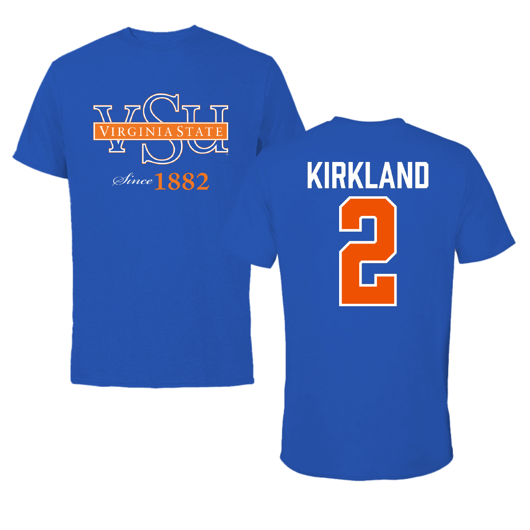 Virginia State University Lacrosse Blue Performance Tee - #2 Devray Kirkland