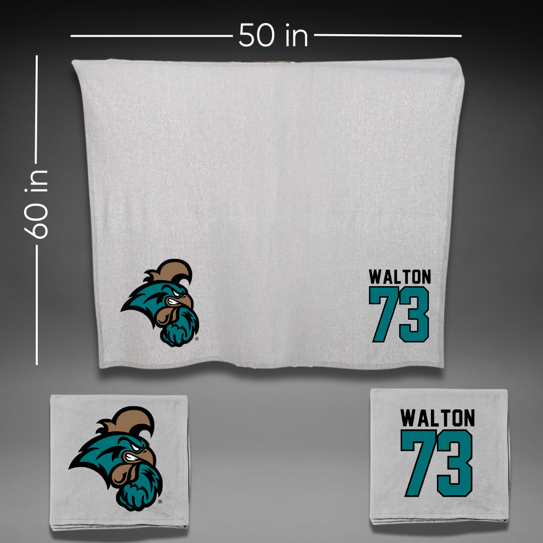 Coastal Carolina University Football Gray Blanket - #73 Anthony Walton