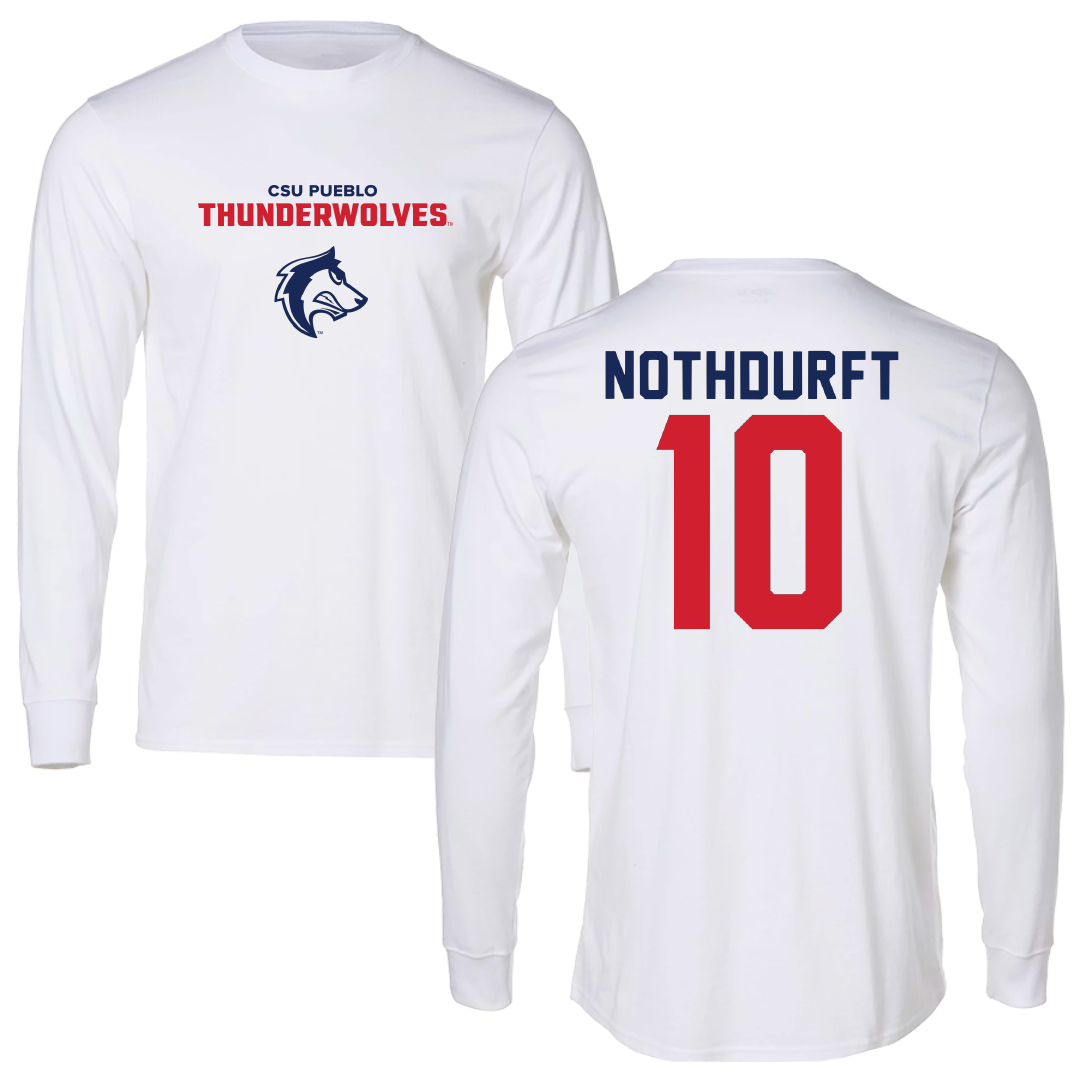 Colorado State University-Pueblo Volleyball White Performance Long Sleeve - #10 Andi Nothdurft