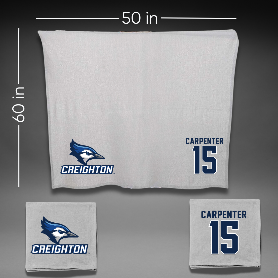 Creighton University Soccer Gray Blanket - #15 Carmen Carpenter