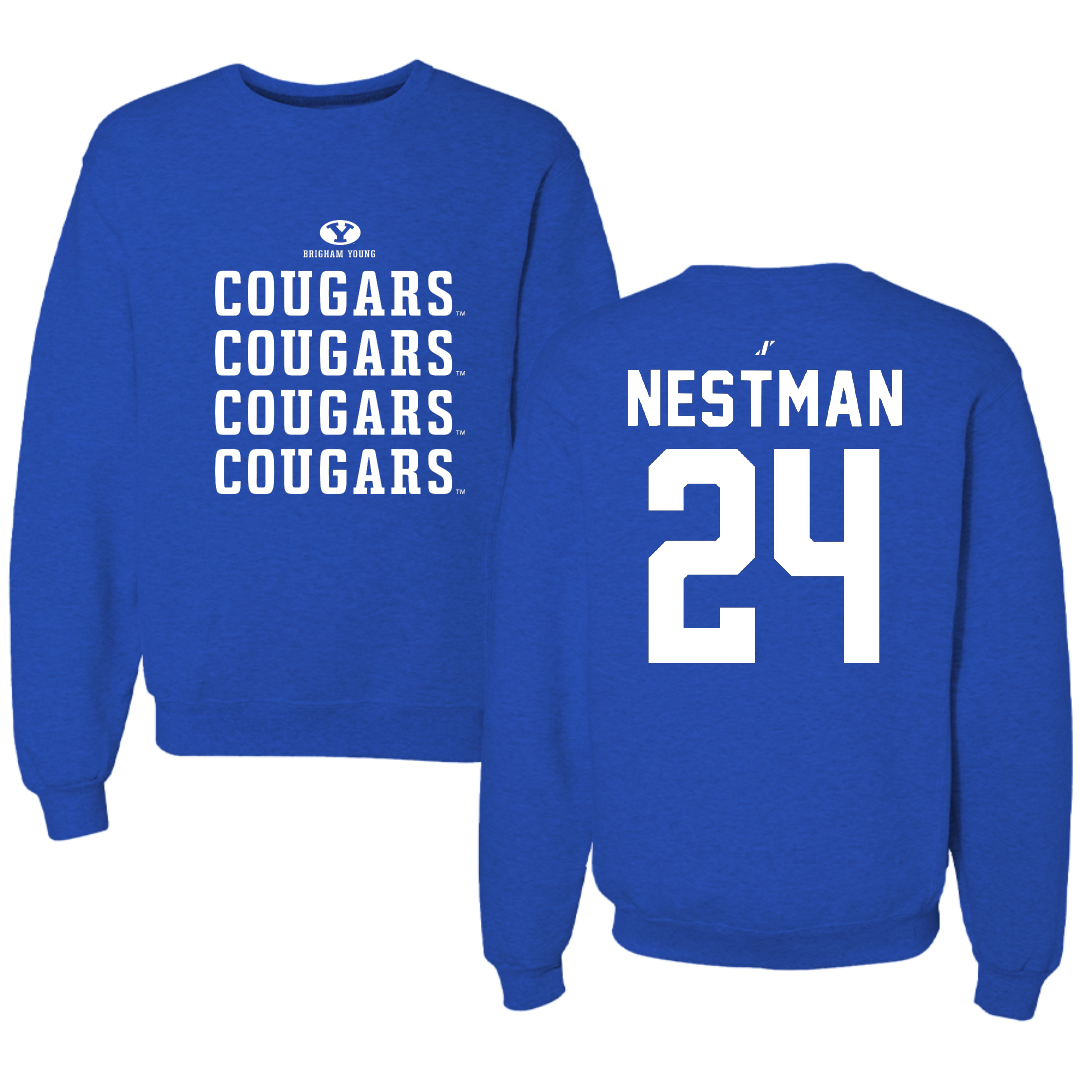 Brigham Young University Soccer Blue General Crewneck - #24 Sommer Nestman