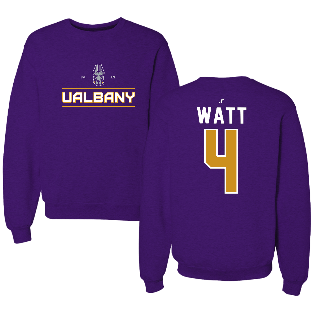 University at Albany Soccer Purple General Crewneck - #4 Lucas Watt