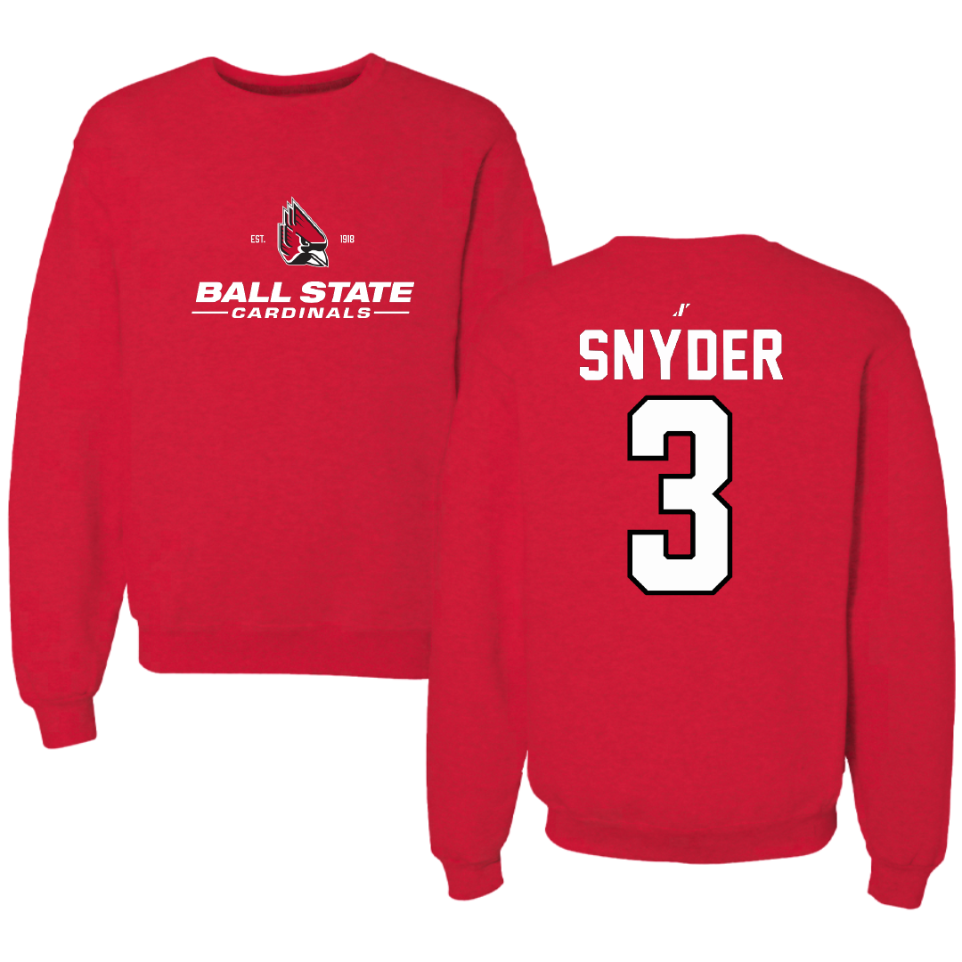Ball State University Football Red General Crewneck - #3 DD Snyder