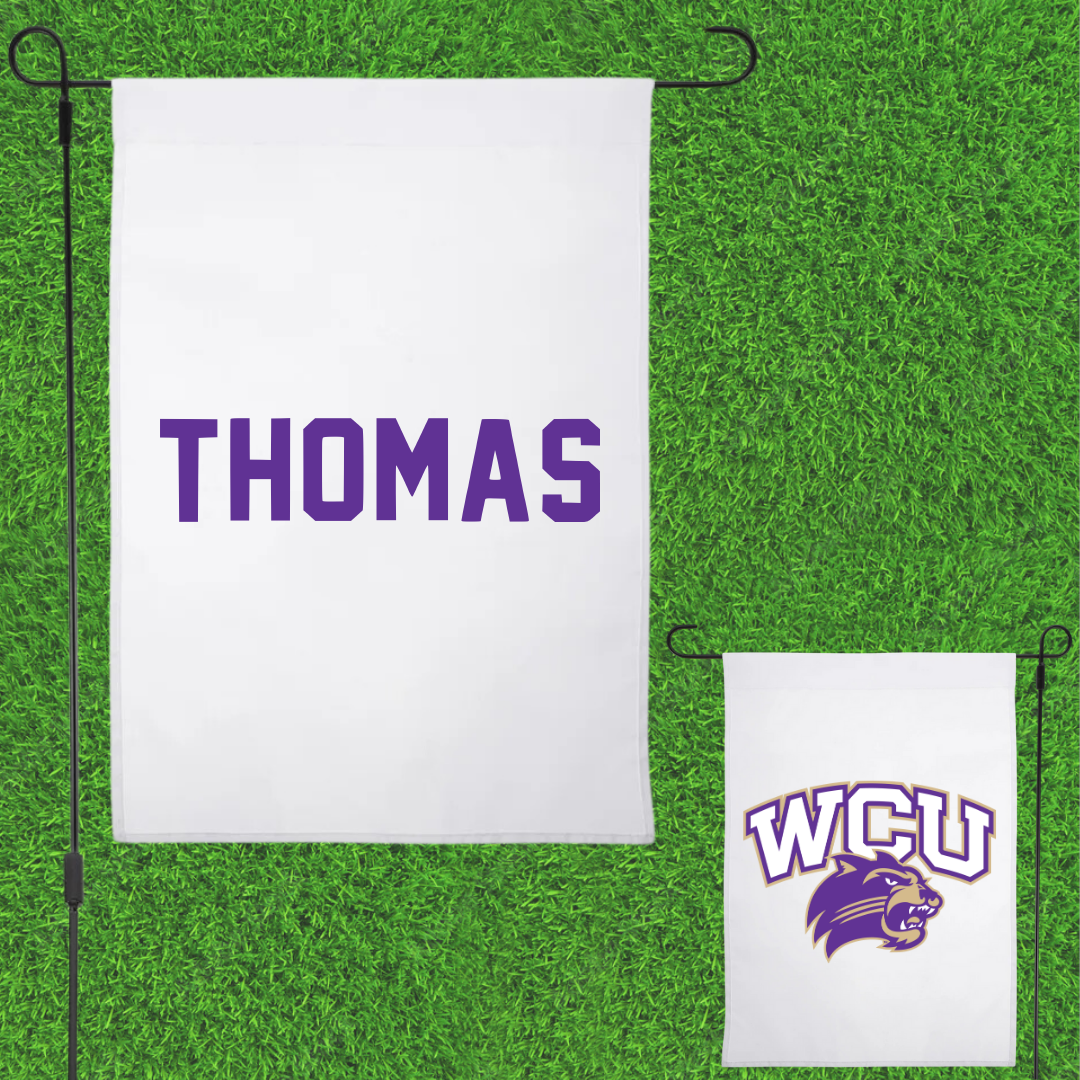 Western Carolina University TF and XC White Garden Flag - Cymoria Thomas