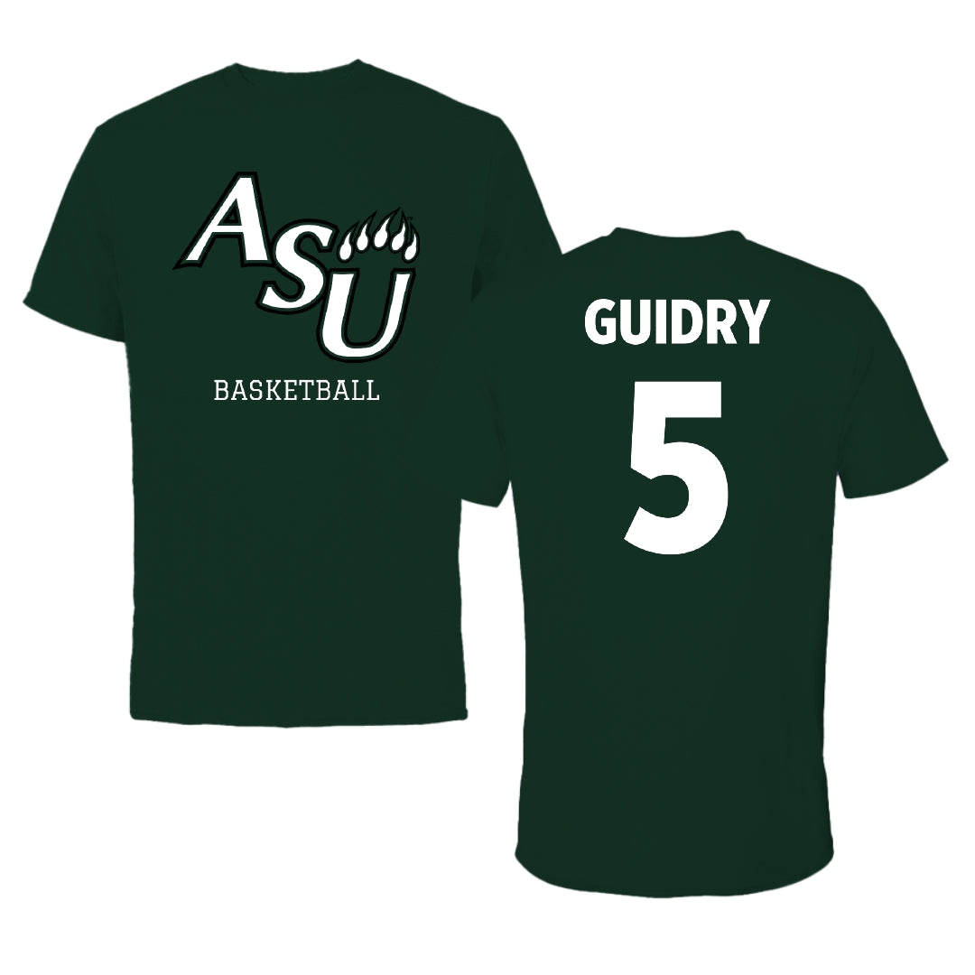 Adams State University Basketball Forest Green Tee - #5 Jerrick Guidry