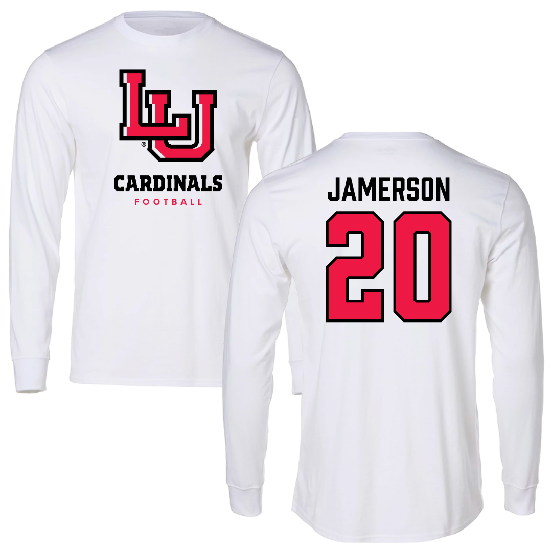 Lamar University Football White Performance Long Sleeve - #20 Kybo Jamerson