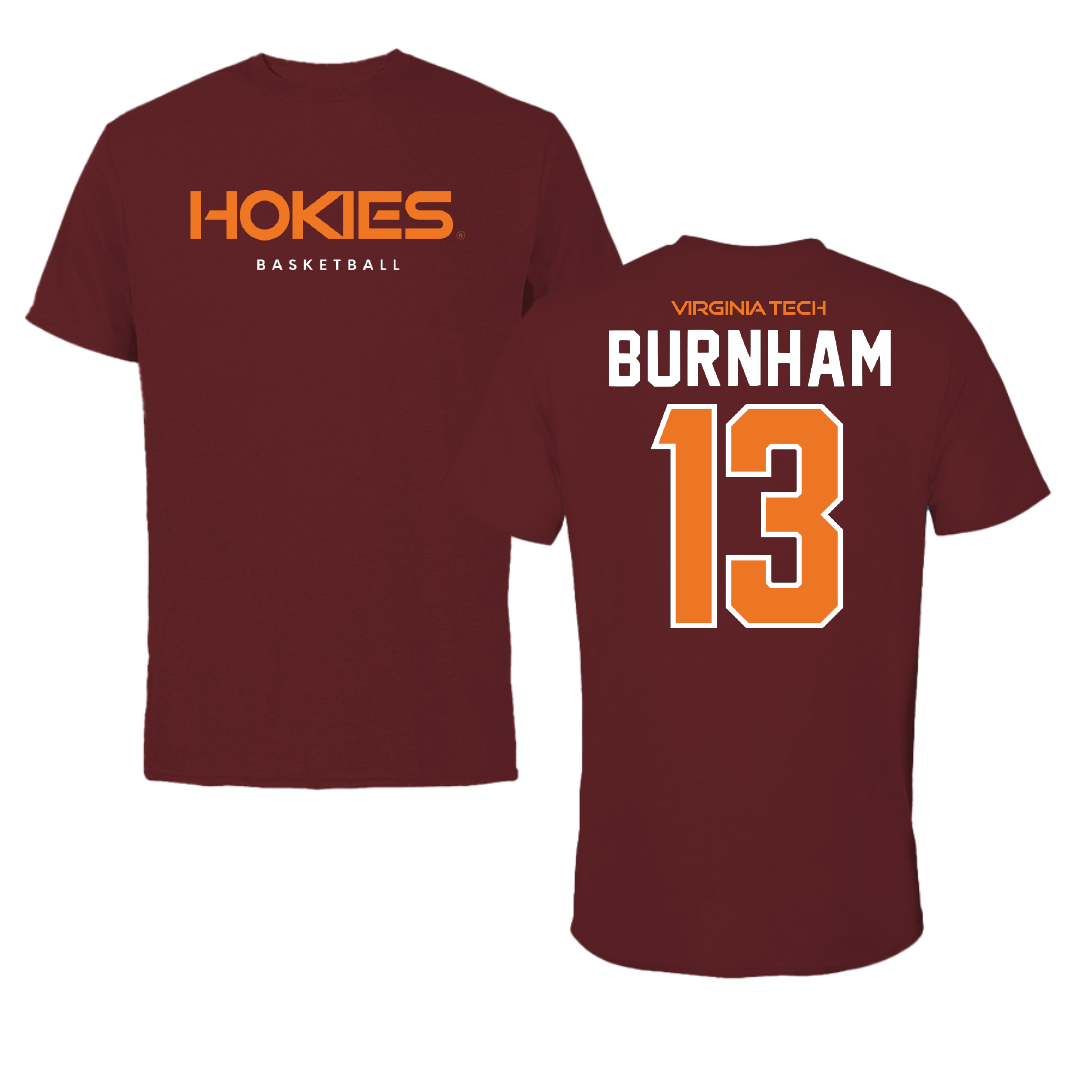 Virginia Tech Basketball Maroon Tee - #13 Ben Burnham