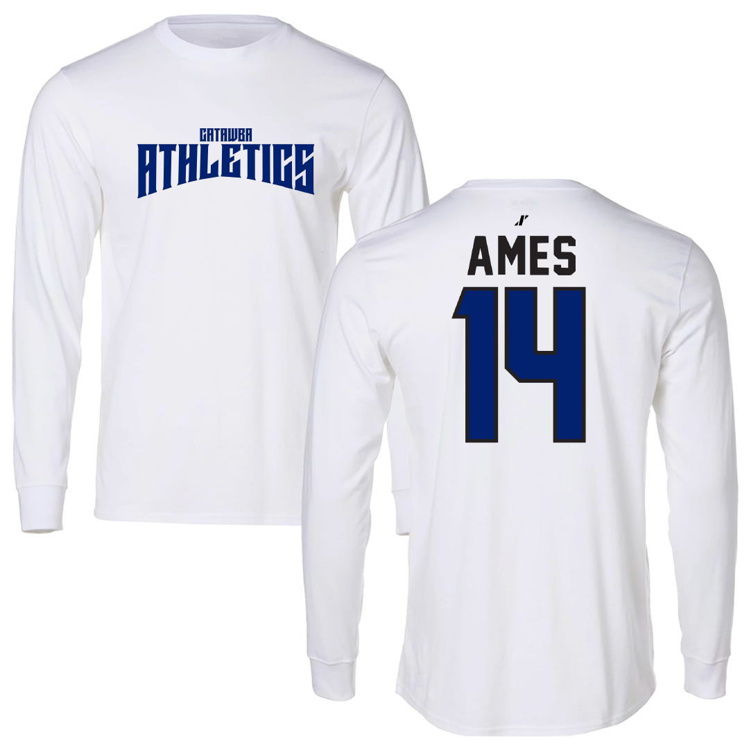 Catawba College Lacrosse White Classic Long Sleeve - #14 Chloe Ames