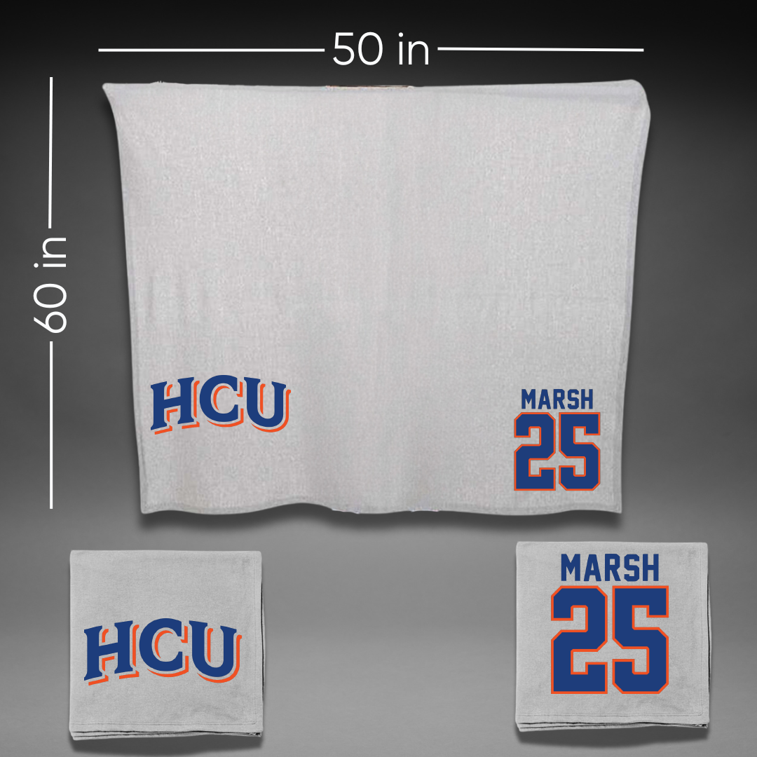 Houston Christian University Baseball Gray Blanket - #25 Remy Marsh