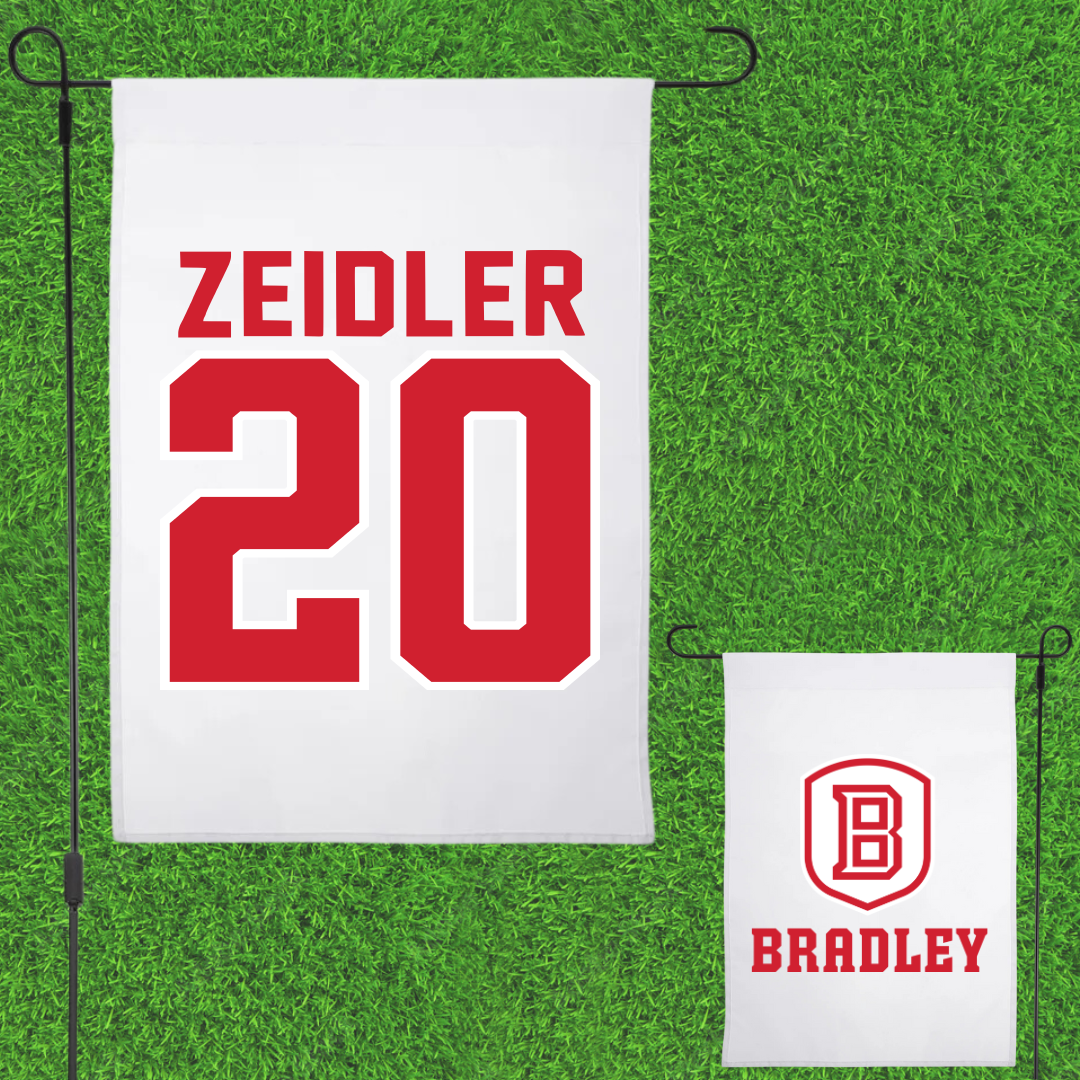Bradley University Baseball White Garden Flag - #20 Theo Zeidler