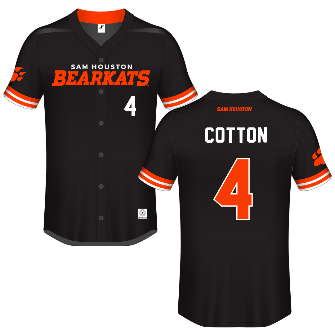 Sam Houston State University Black Button-Down Jersey - #4 Caleb Cotton