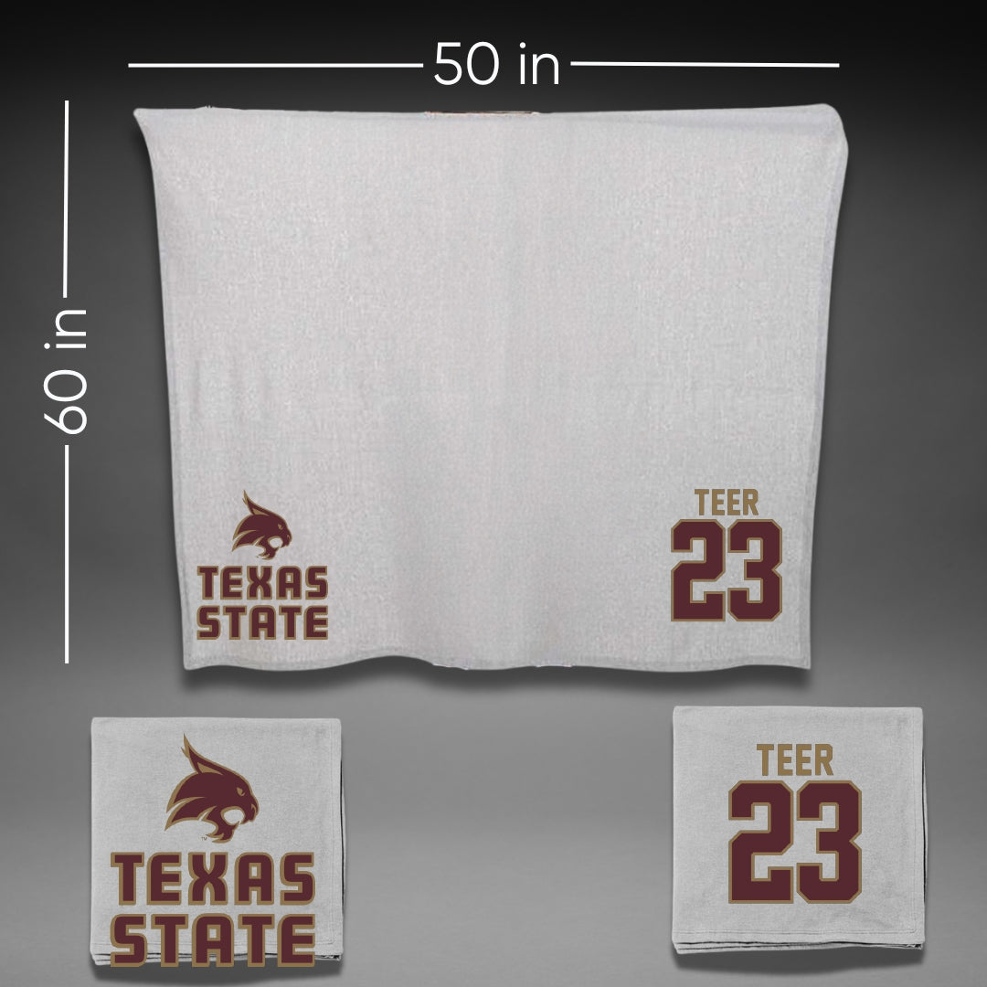 Texas State University Baseball Gray Blanket - #23 Jackson Teer