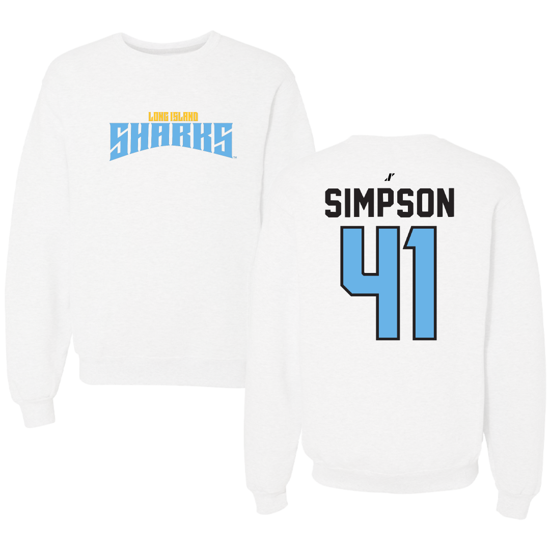 Long Island University Football White Classic Crewneck - #41 Dylan Simpson