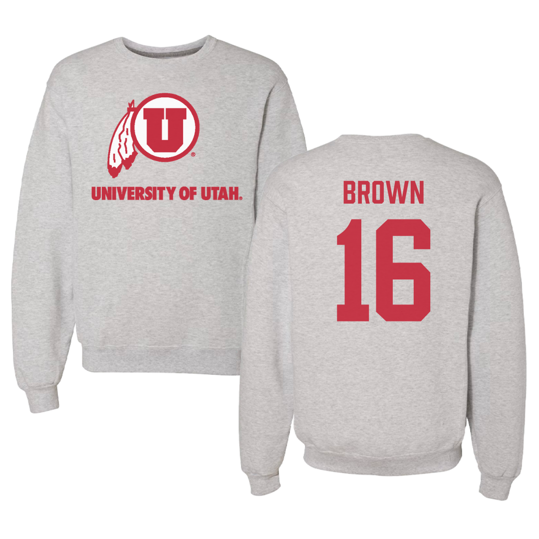 University of Utah Soccer Gray Crewneck - #16 Courtney Brown