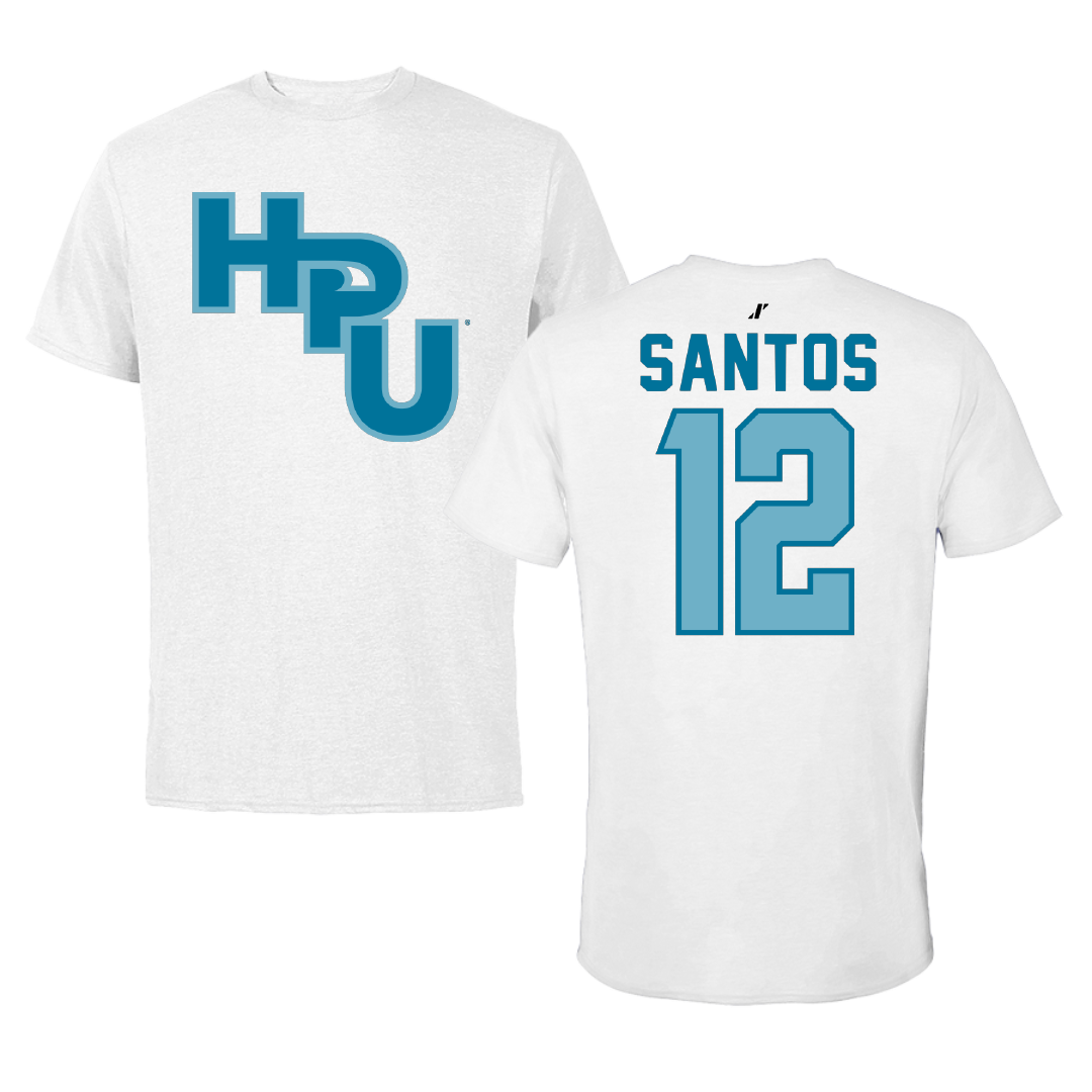 Hawaii Pacific University Basketball White Tee - #12 Serenity Santos