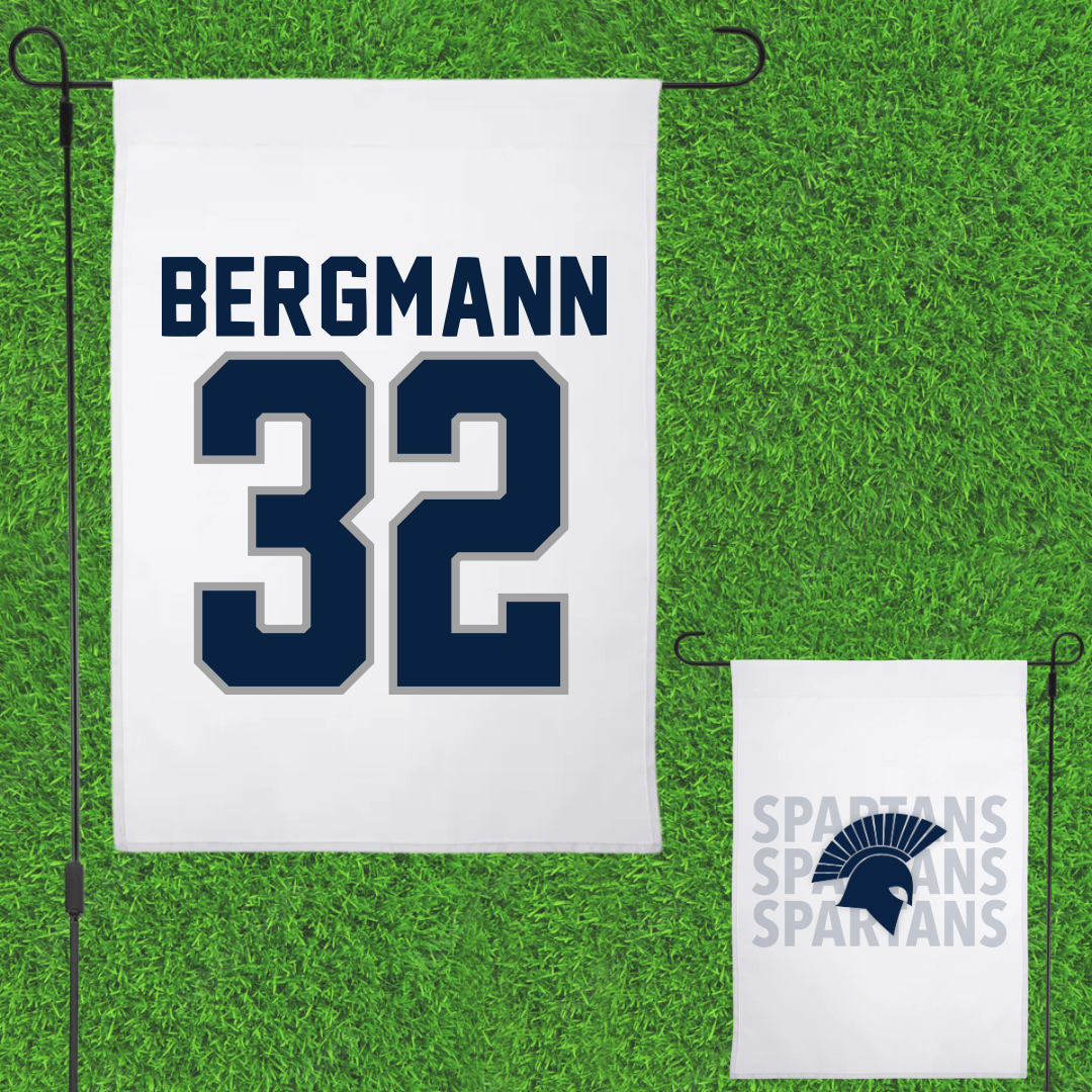 Missouri Baptist University Soccer White Garden Flag - #32 Austin Bergmann