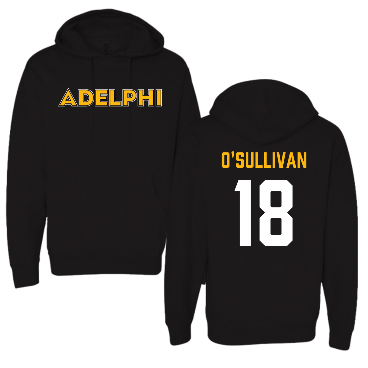 Adelphi University Baseball Black Hoodie - #18 Tommy O'Sullivan