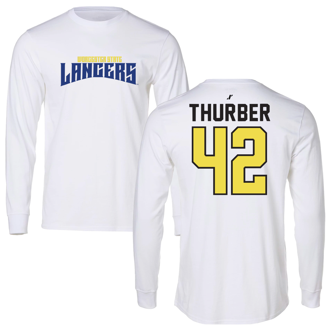 Worcester State University Baseball White Classic Performance Long Sleeve - #42 Nathan Thurber