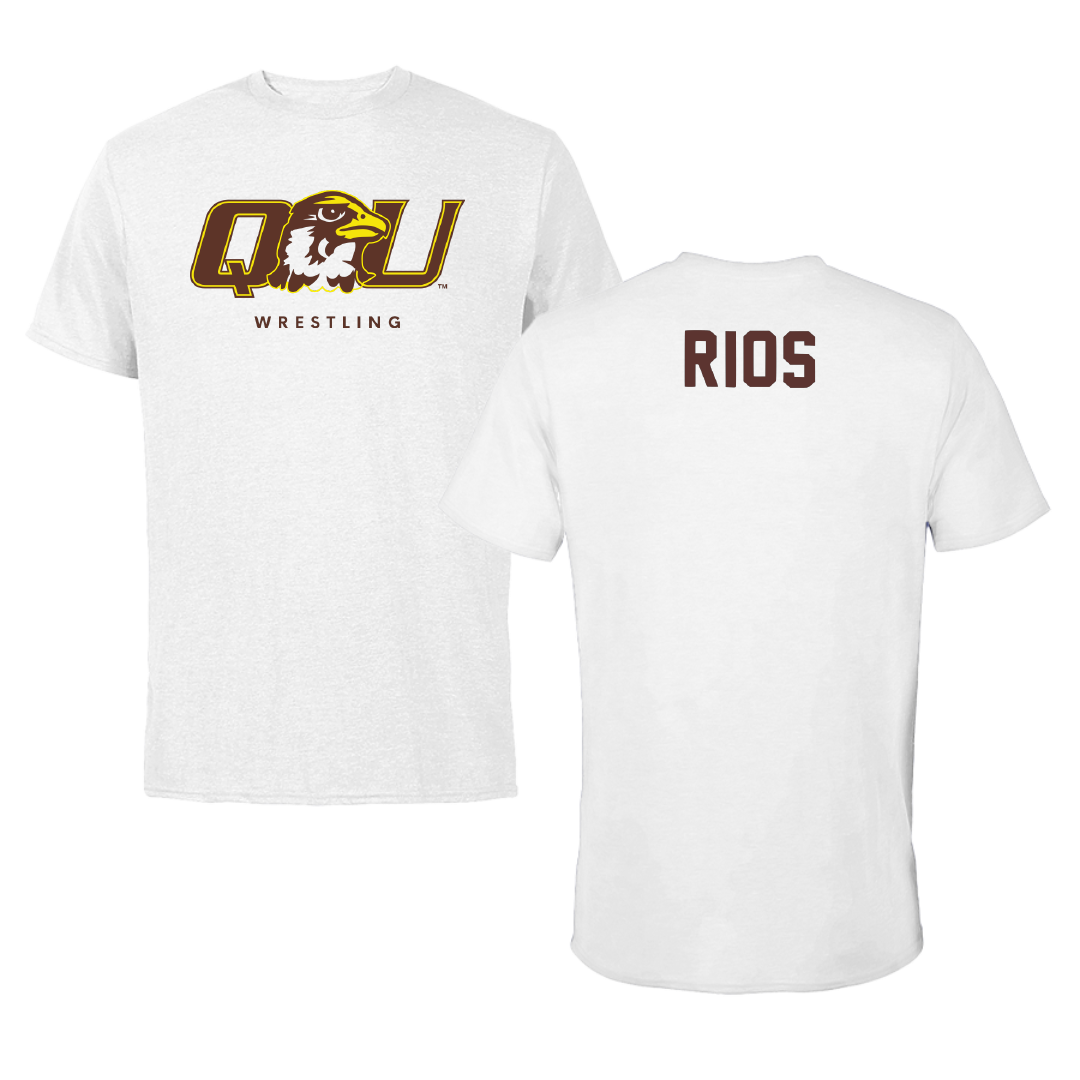 Quincy University Wrestling White Performance Tee - Kaden Rios