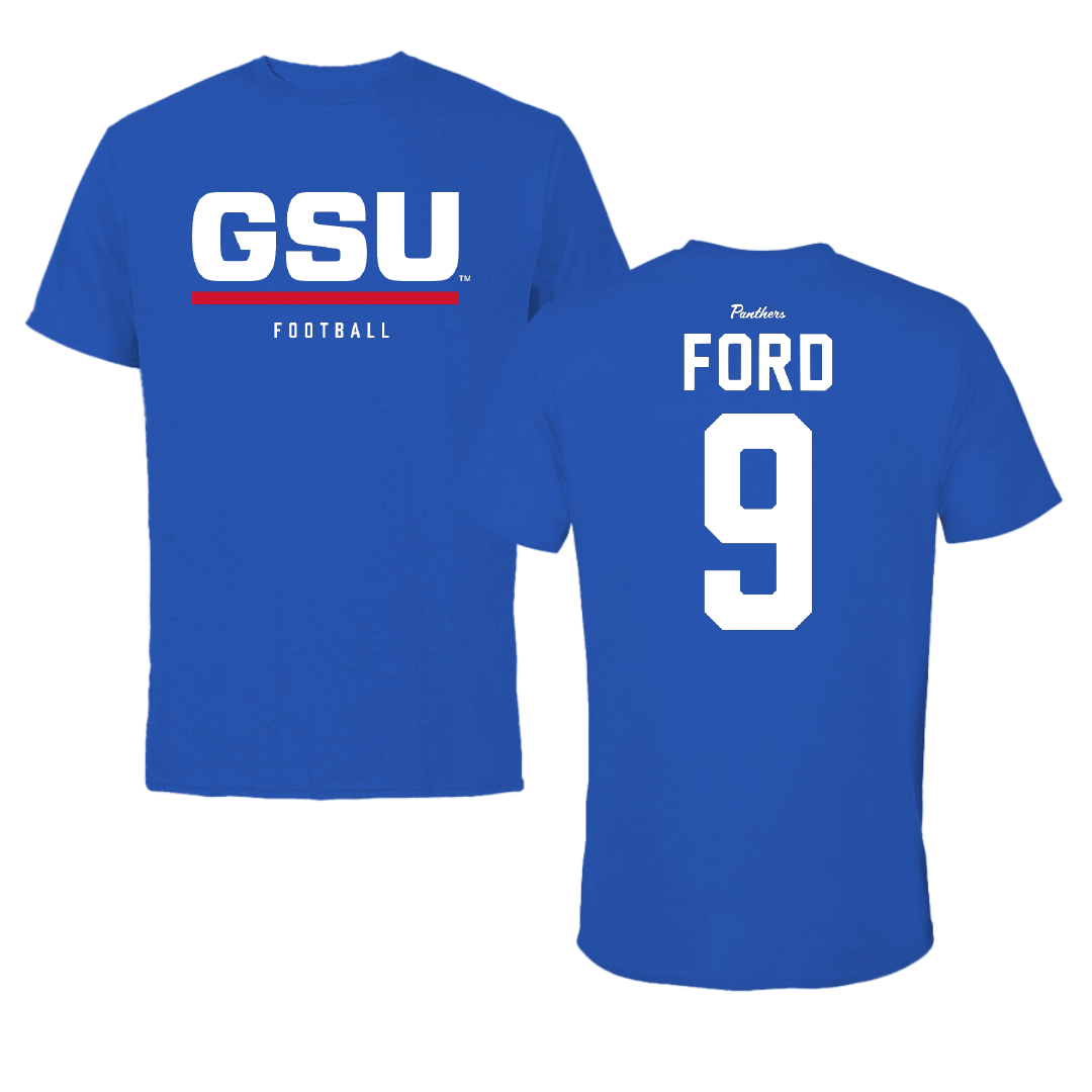 Georgia State University Football Blue Performance Tee - #9 Jordan Ford