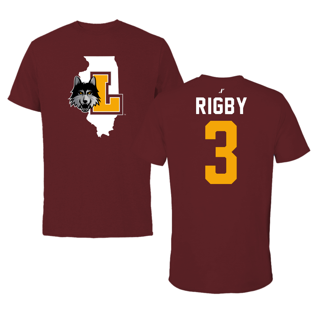 Loyola University-Chicago Softball Maroon State Tee - #3 Kayci Rigby
