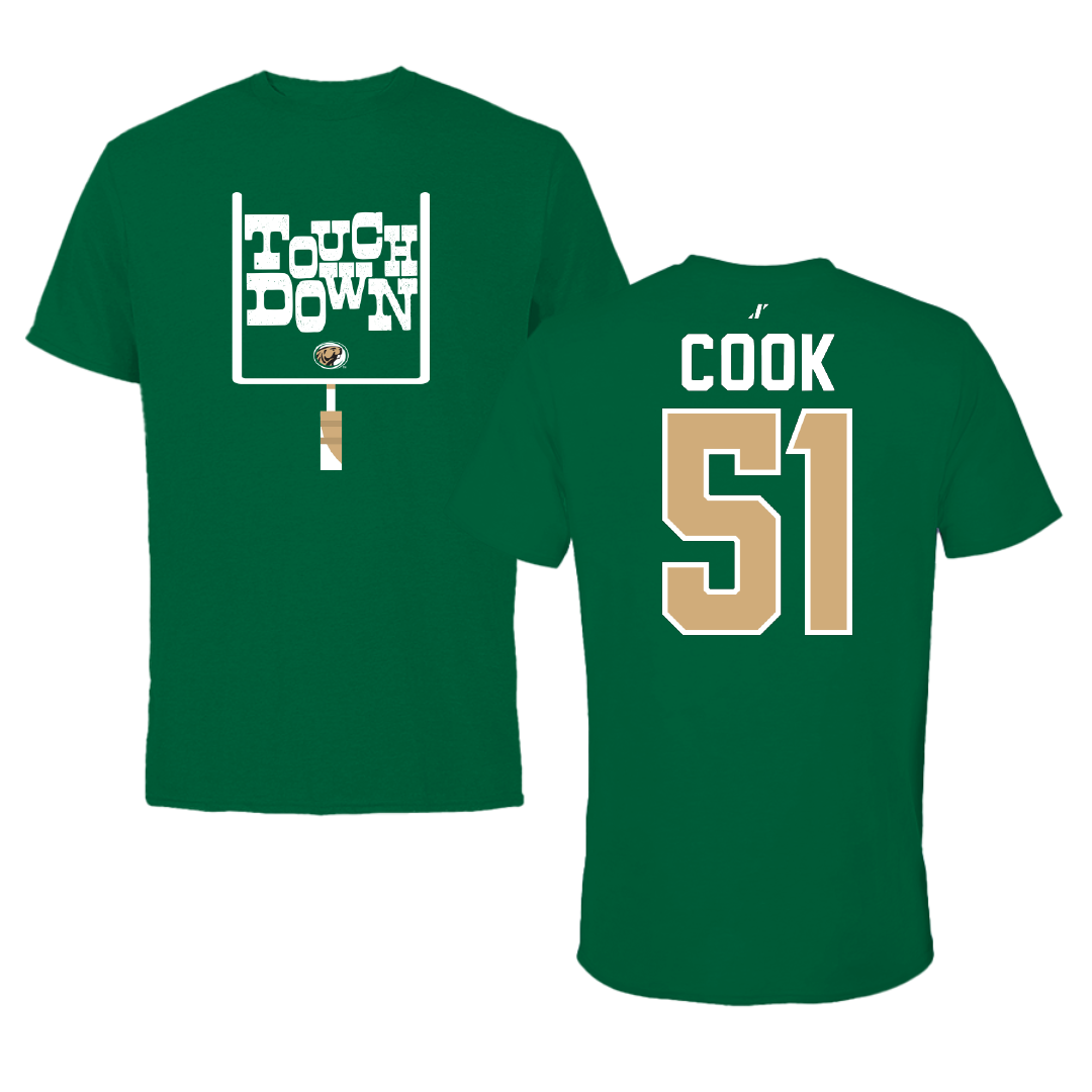 Bemidji State University Football Green Touchdown Tee - #51 Kaden Cook