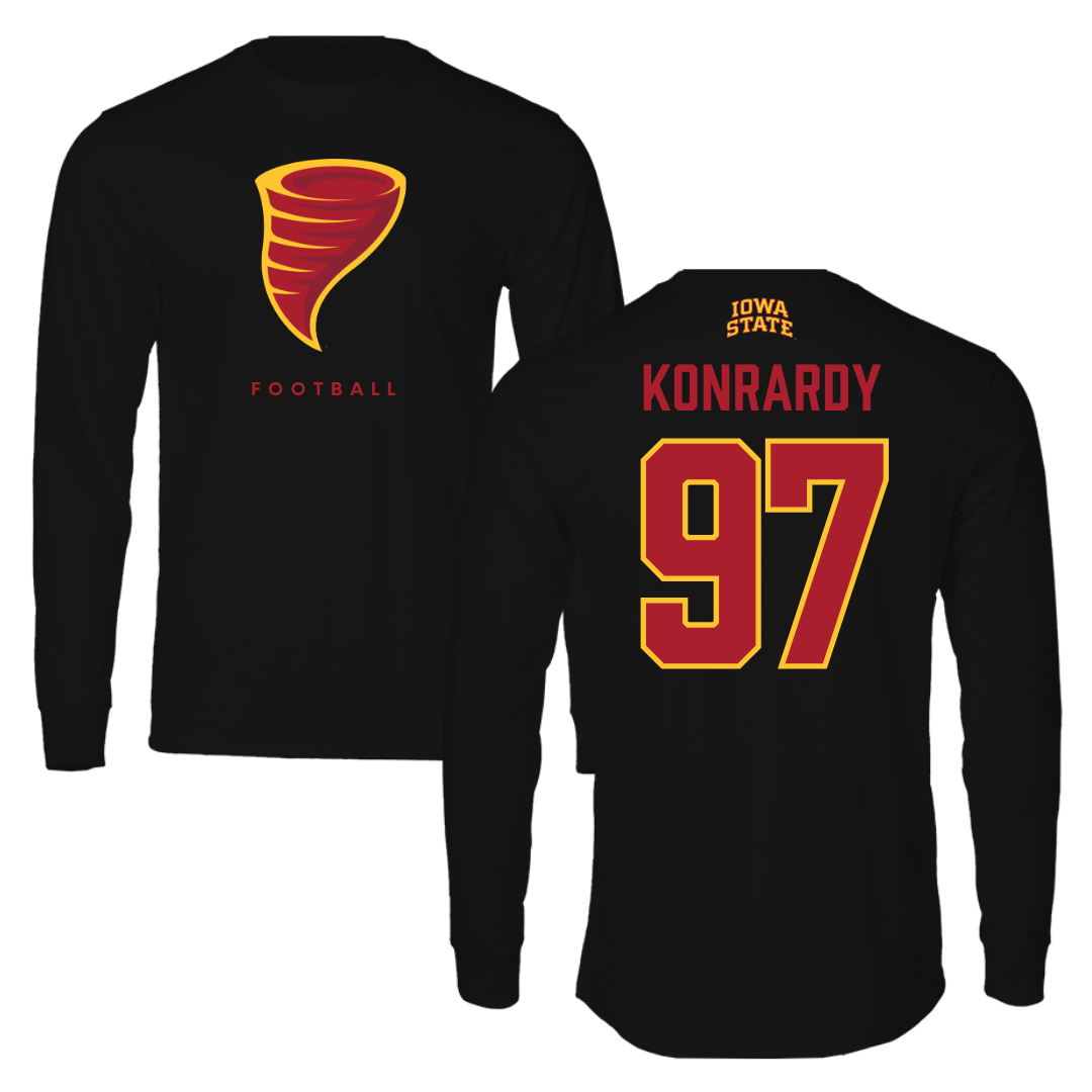Iowa State University Football Black Performance Long Sleeve - #97 Kyle Konrardy