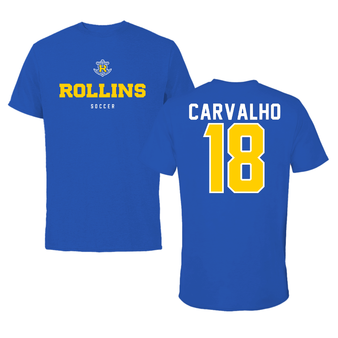 Rollins College Soccer Blue Tee - #18 Lucca Carvalho