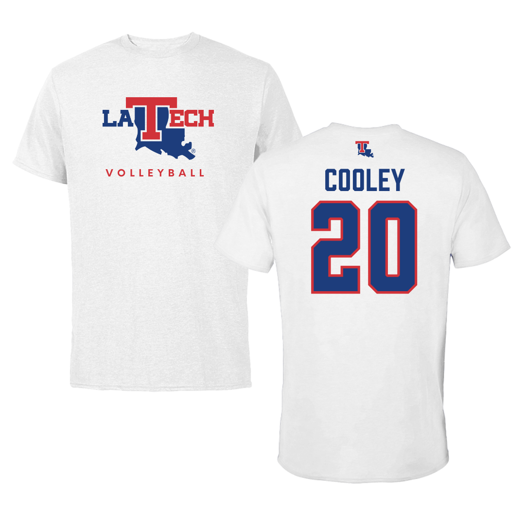 Louisiana Tech University Volleyball White Performance Tee - #20 Megan Cooley