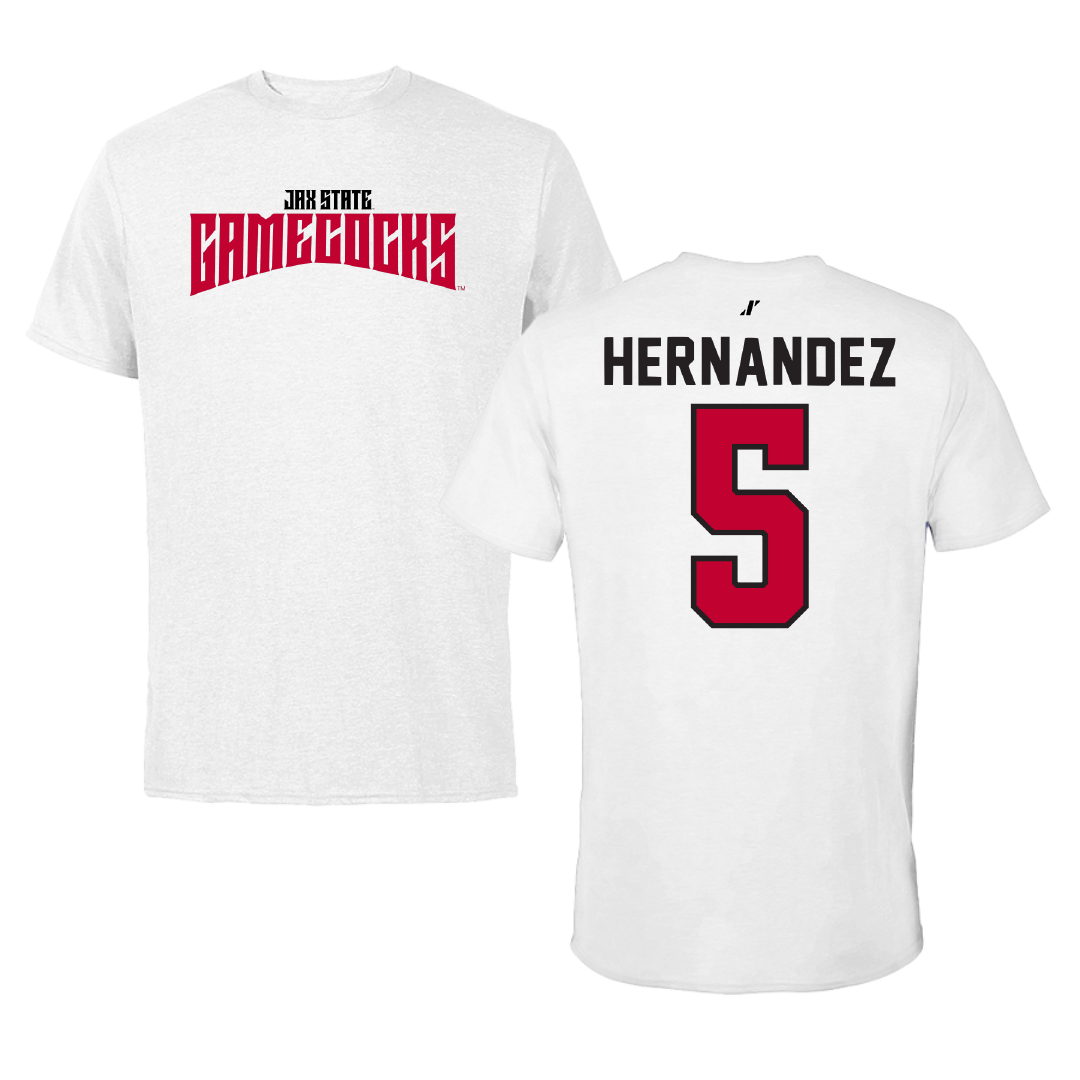 Jacksonville State University Baseball White Classics Tee - #5 Javon Hernandez