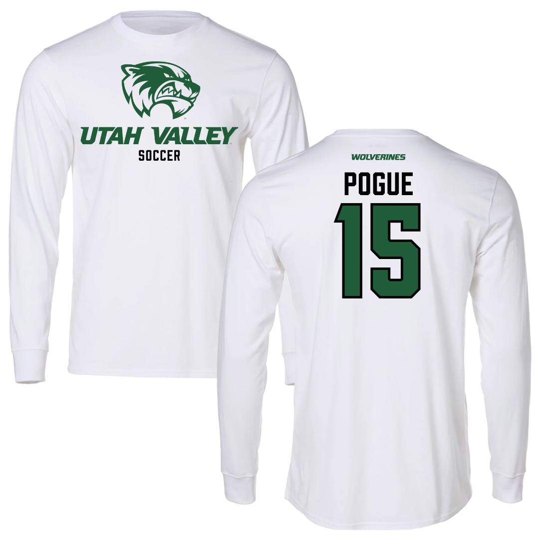 Utah Valley University Soccer White Long Sleeve - #15 Noah Pogue