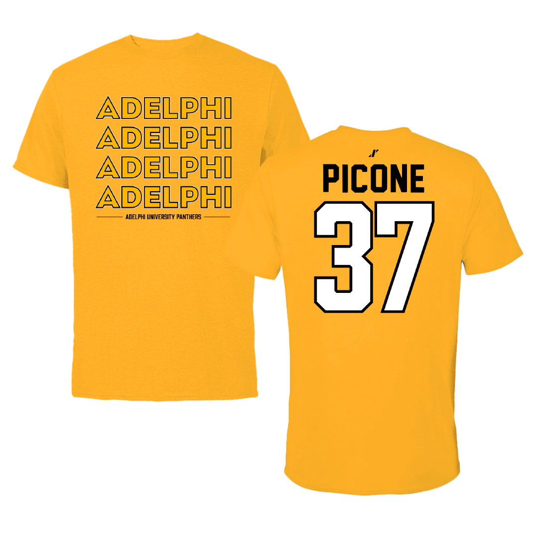 Adelphi University Baseball Gold General Tee - #37 CJ Picone